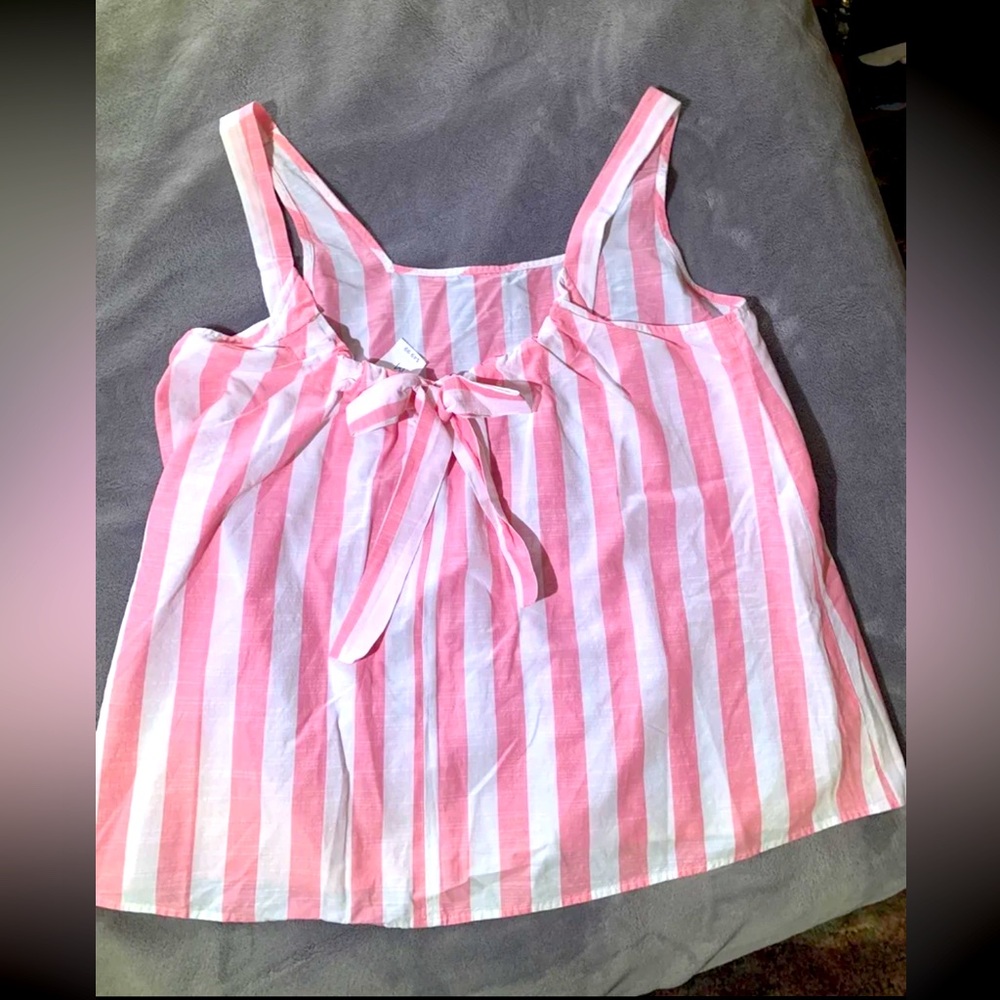Loft Striped Bow Tank Top NWT Medium Coastal